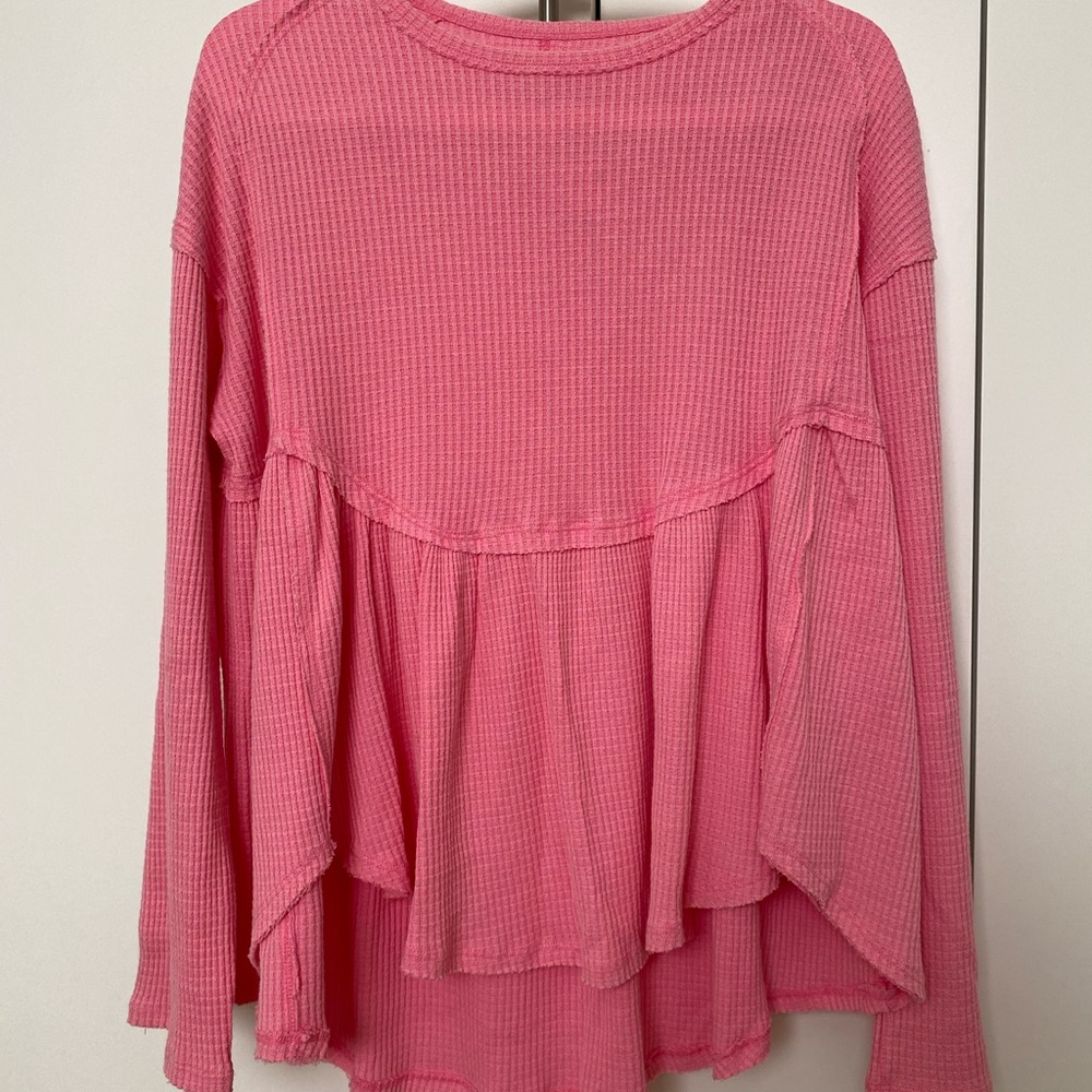We The Free Pink Waffle Knit top